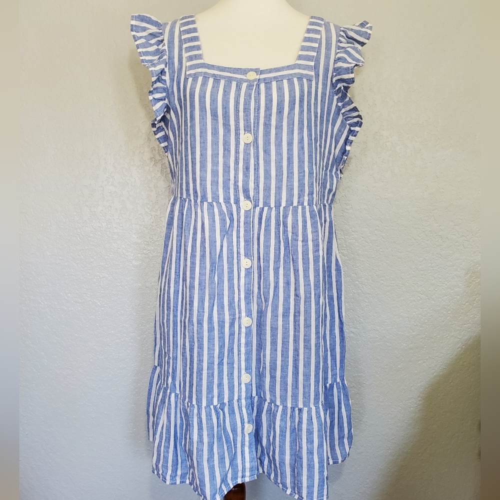 Beachlunchlaunge Linen Blend Tiered Dress, Size L